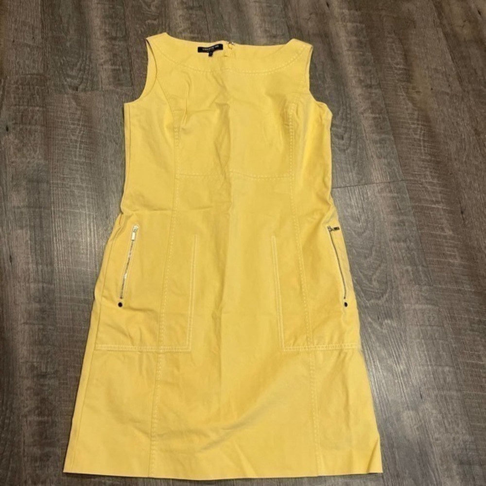 Lafayette shift dress zipper pockets baseball stitching